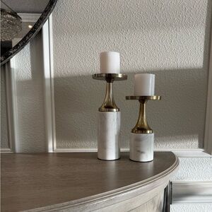 Uttermost White and Gold Candle Holders